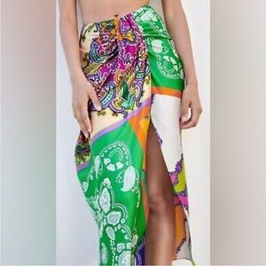 Zara Multicolor Paisley Midi Skirt